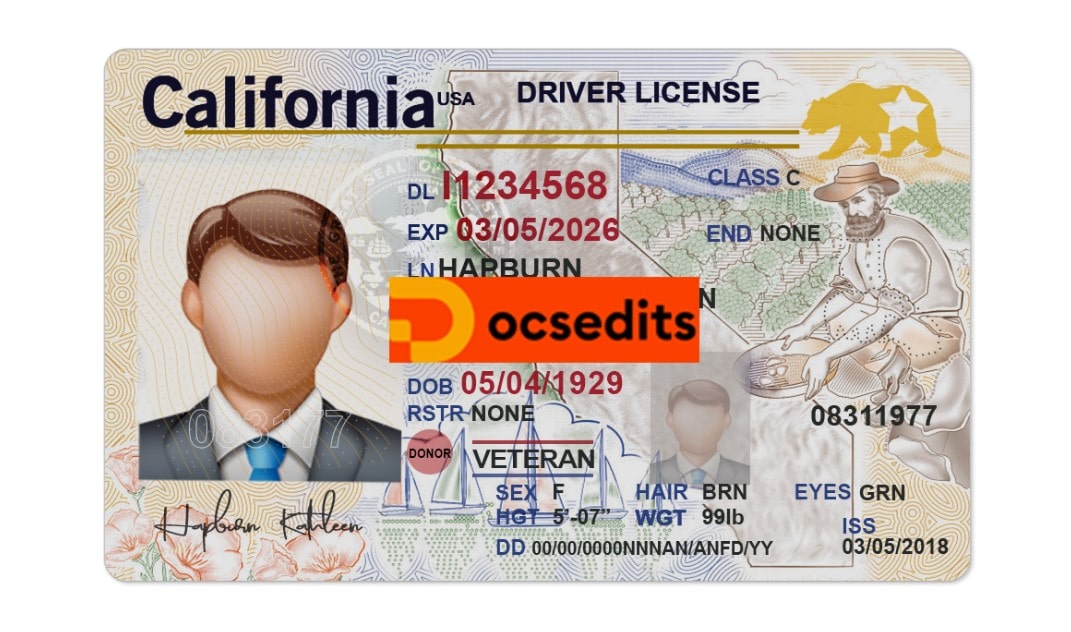 California Driver License PSD Template New